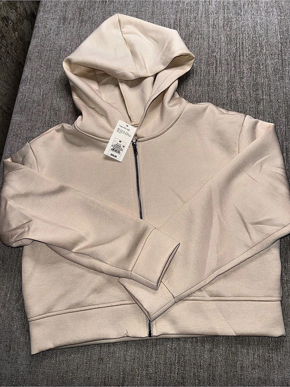 a new day Cropped Zip Hoodie Tan Medium